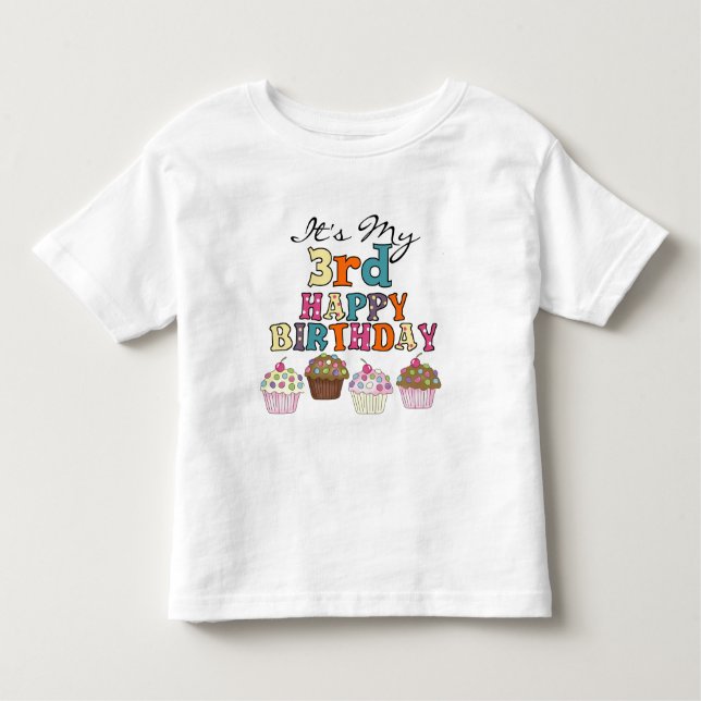 Pretty Cupcakes 3e Anniversaire Tshirts et cadeaux (Devant)
