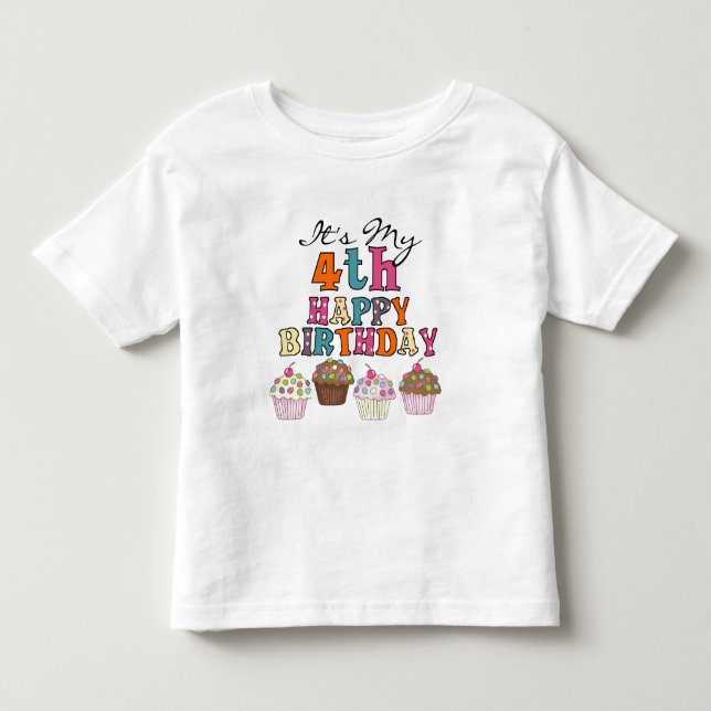 Pretty Cupcakes 4th Birthday Tshirts and Gifts (Devant)