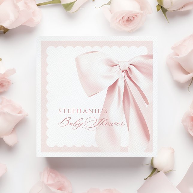 Pretty Cute Pink Bow Baby Shower Paper Napkins Serviette (Von Creator hochgeladen)