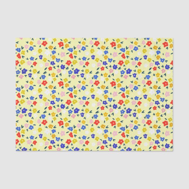 Pretty Dainty Cute Floral on Pastel Yellow Seidenpapier (Vorderseite)