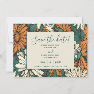 Pretty daisy flowers save the date card