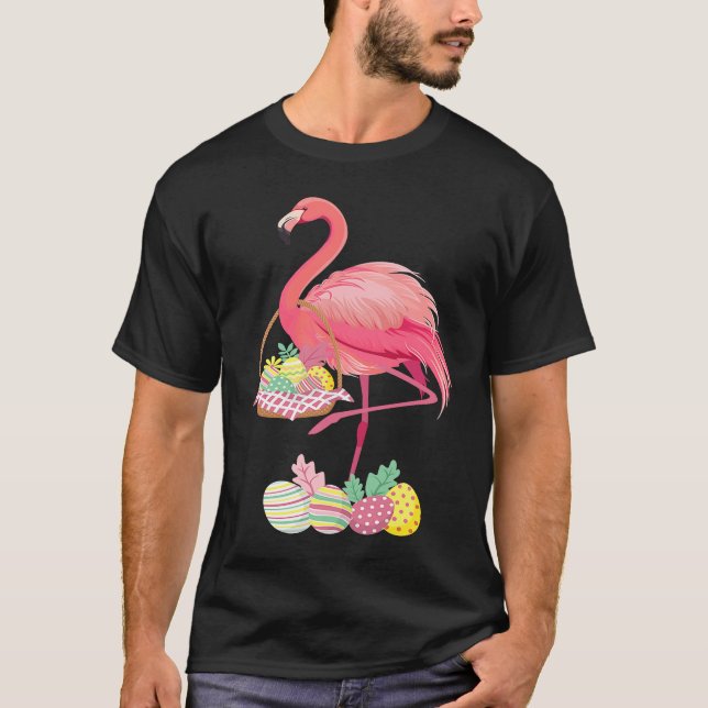 Pretty Easter Flamingo with Easter Basket Easter T-Shirt (Vorderseite)