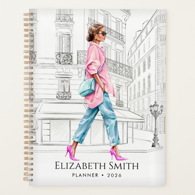 Pretty Fashion Woman Walking Planner Planer (Vorderseite)