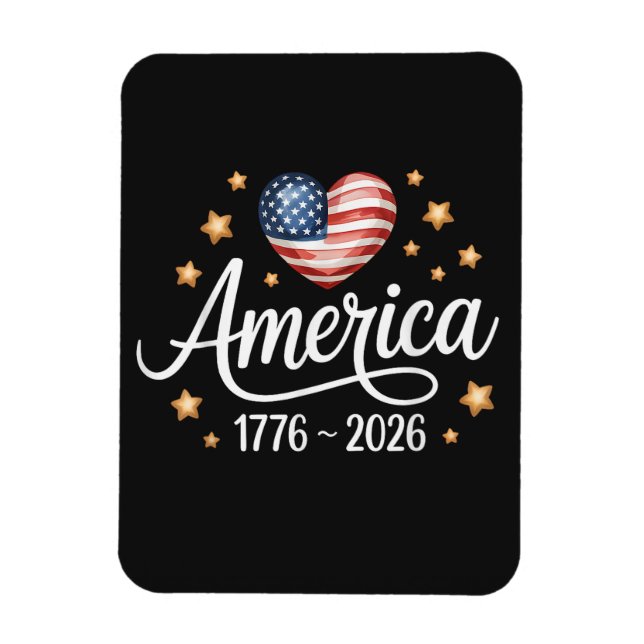 Pretty Flag Heart 1776-2026 July 4th 250th  Magnet (Vertikal)