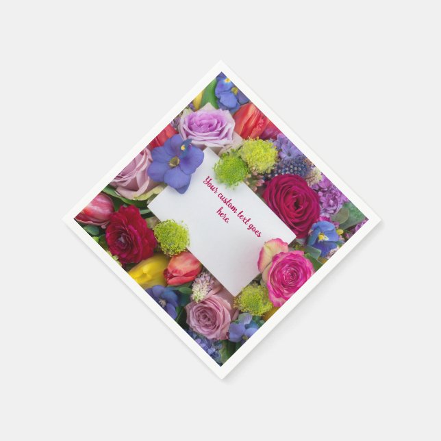 Pretty Floral Framed Roses Text Box Custom Serviette (Ecke)