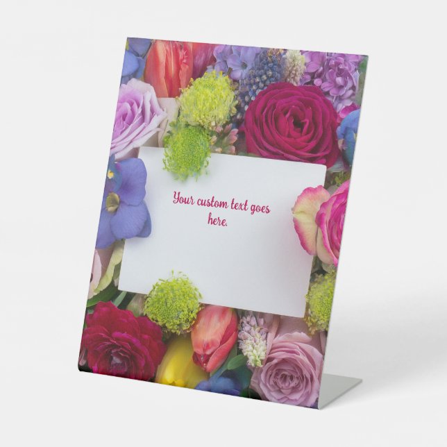 Pretty Floral Framed Roses Text Box Custom Sockelschild (Vorderseite)