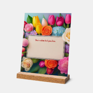 Pretty Floral Framed Roses Tulips Hydrangea Custom Acrylschild