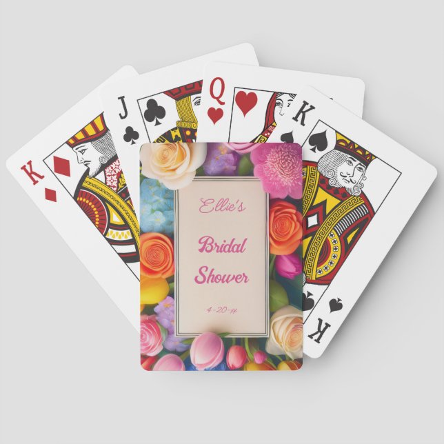 Pretty Floral Framed Roses Tulips Hydrangea Event  Spielkarten (Rückseite)