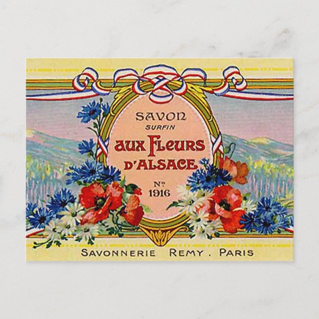 Pretty Floral French Vintage Postkarte (Vorderseite)