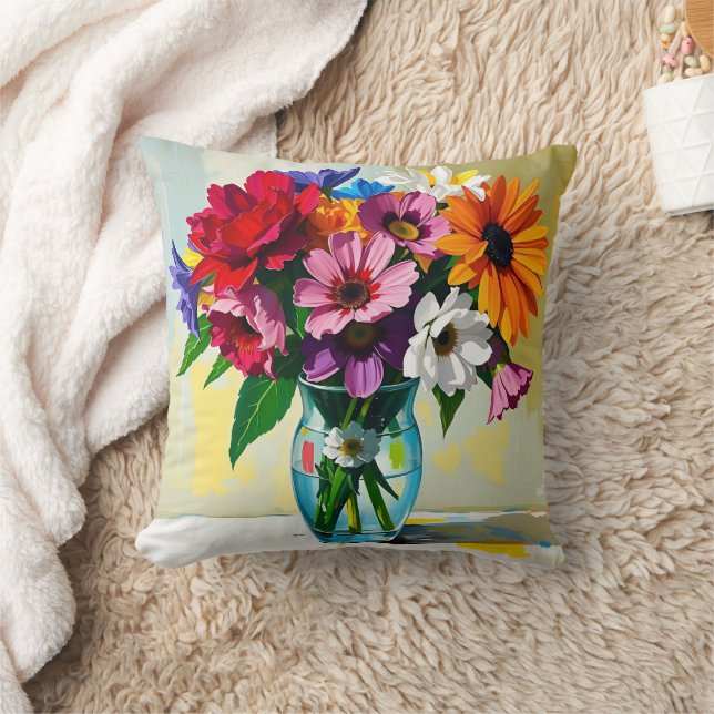 Pretty Floral Glass Vase Kissen (Decke)