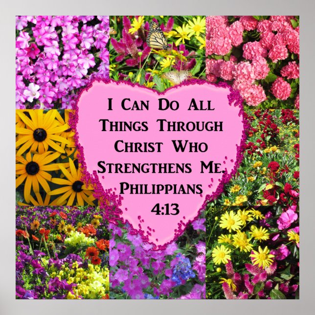 PRETTY FLORAL PHILIPPIANS 4:13 PHOTO DESIGN POSTER (Vorne)