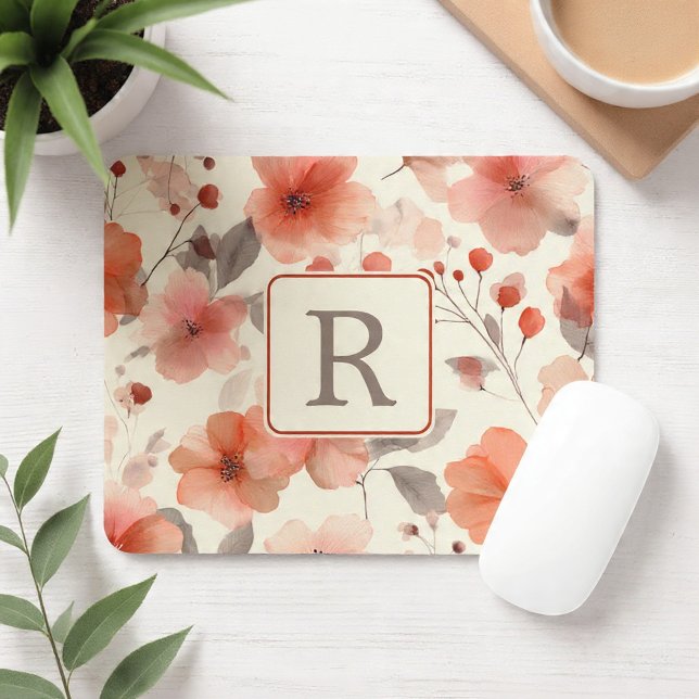 Pretty Flower Monogram Template Personalized Mousepad (Pretty Flower Monogram Template Personalized Gel Mouse Pad by Ricaso. Monogrammed gift ideas)