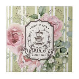 Pretty French Shabby Chic Retro Coffee shop logo Fliese