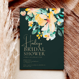 Pretty garden yellow green floral bridal shower einladung