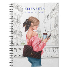 Pretty Girl with Coffee in Paris Notizblock