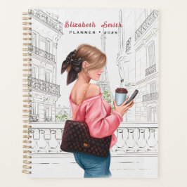 Pretty Girl with Coffee in Paris Planer