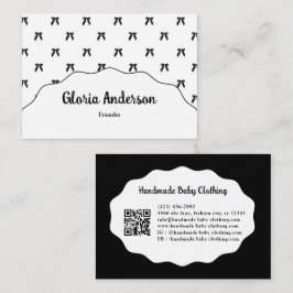 Pretty Girly Feminine Black White Bow Pattern Visitenkarte