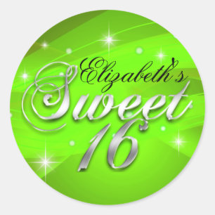 Pretty Green Sparkle Sweet Sixteen Aufkleber
