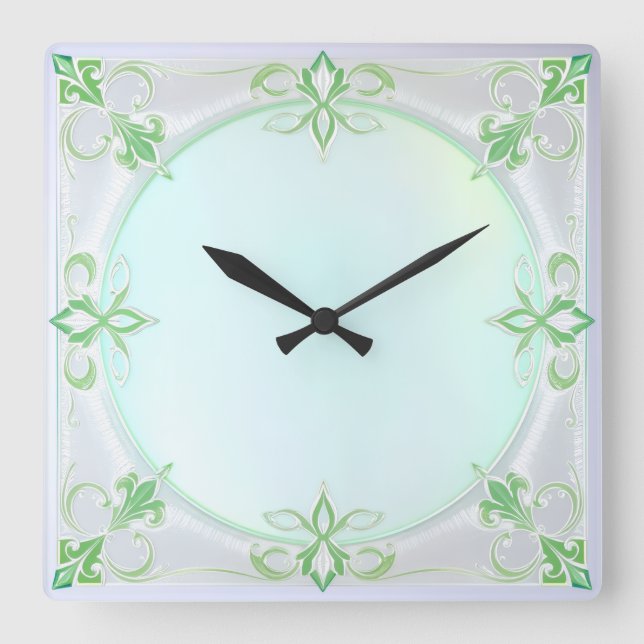 Pretty Green Wall Clock Quadratische Wanduhr (Vorderseite)
