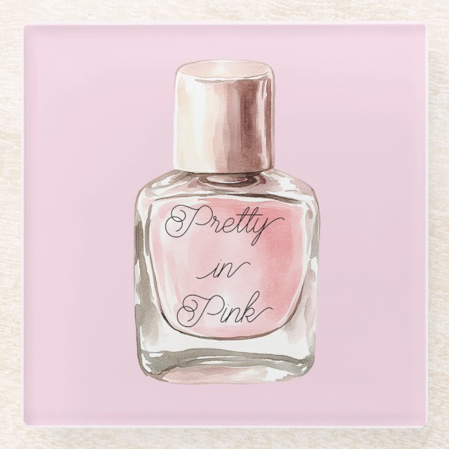 Pretty in Pink Nagellack Glasuntersetzer (Vorderseite)