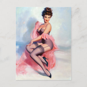 Pretty in Pink Pin Up Postkarte