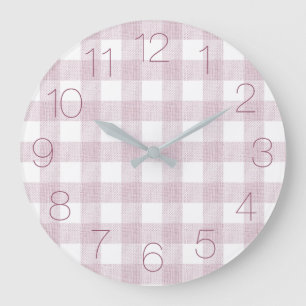 Pretty in Pink Plaid Große Wanduhr