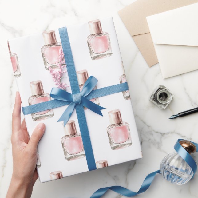 Pretty in White Pink Nail Polish Bridal Shower Geschenkpapier (Schenken)