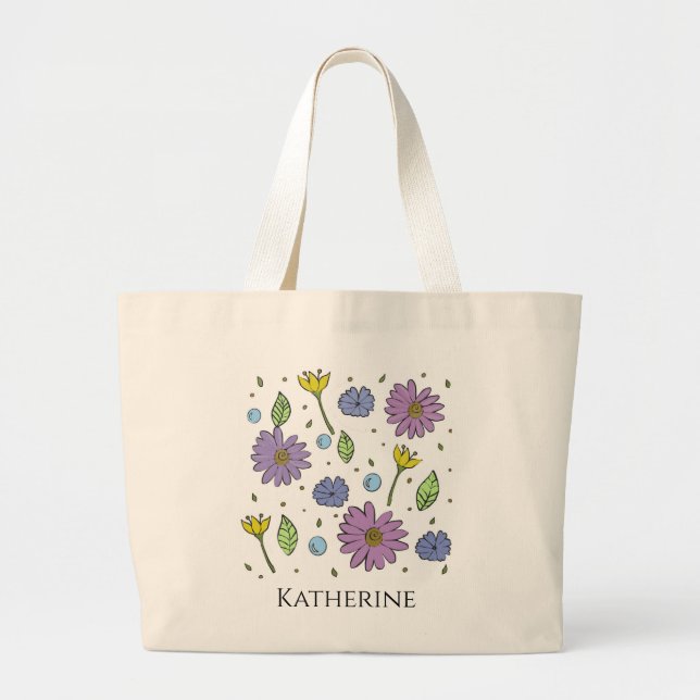 Pretty Jumbo Tote With Flowers Customizable Stoffbeutel (Vorne)