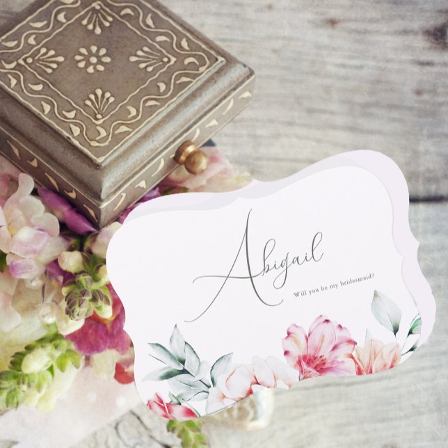 Pretty Lavender Floral Will You be my Bridesmaid Einladung (Von Creator hochgeladen)