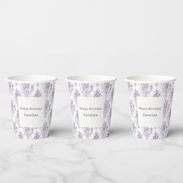 Pretty Lavender Flowers Birthday Pappbecher (Multi)