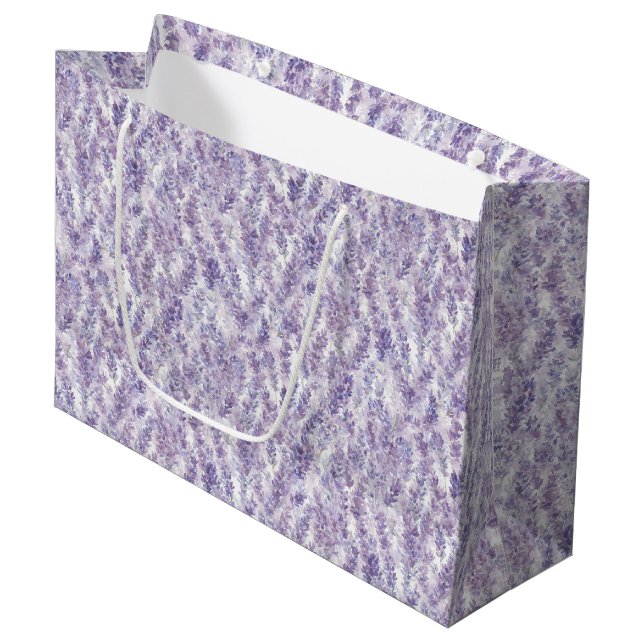 Pretty Lavender Flowers Bridal Shower Große Geschenktüte (Vorderseite Schrägansicht)
