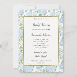 Pretty Light Blue White Flowers Bridal Shower Einladung