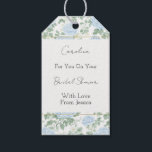 Pretty Light Blue White Flowers Bridal Shower Geschenkanhänger<br><div class="desc">Pretty Light Blue White Flowers Bridal Shower</div>