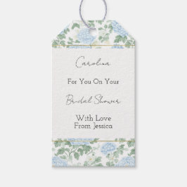 Pretty Light Blue White Flowers Bridal Shower Geschenkanhänger