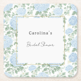 Pretty Light Blue White Flowers Bridal Shower Rechteckiger Pappuntersetzer