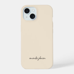 Pretty Minimalist Modern Monogram on Cream iPhone 15 Hülle