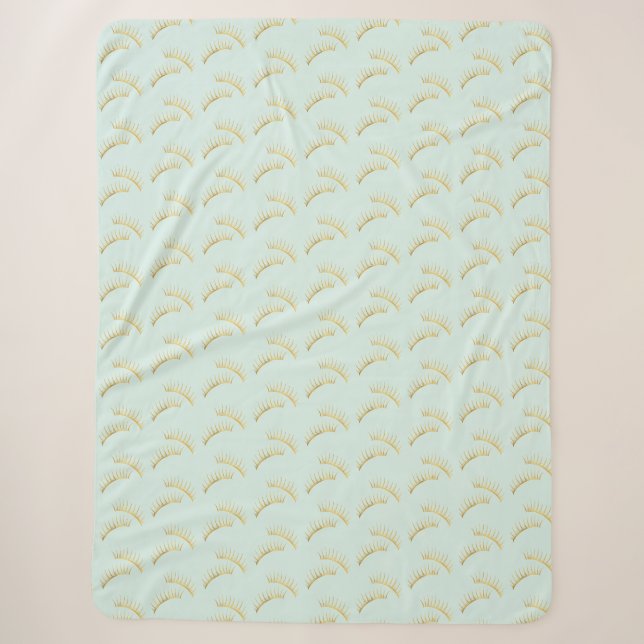 Pretty Mint Gold Eyelashes Birthday Sherpadecke (Vorderseite)