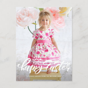 Pretty Modern Calligraphy Happy Easter Photo Feiertagspostkarte