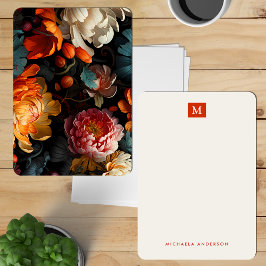 Pretty Modern Colorful Flowers Monogram & Name Mitteilungskarte