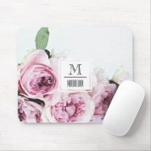 Pretty monogram pink rose initial with border 