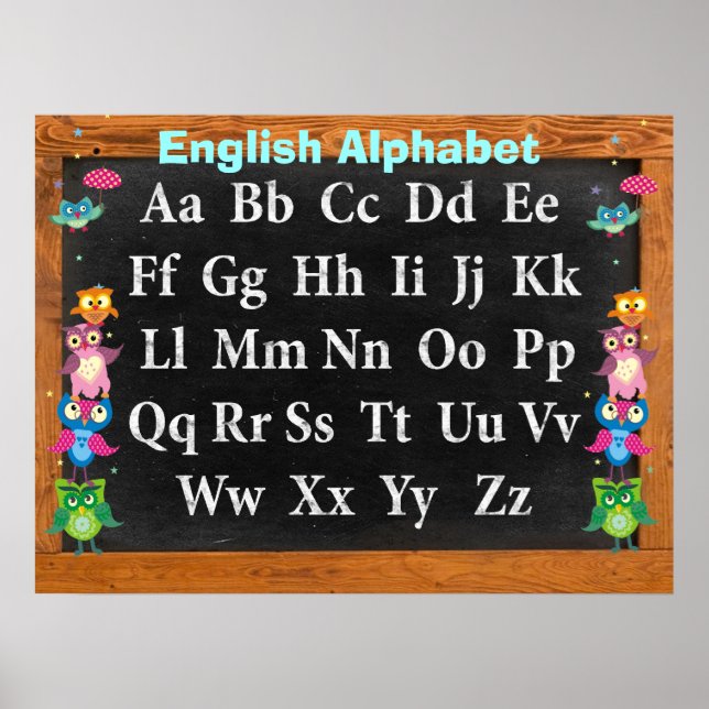 Pretty owls Alphabet Customizable Poster (Vorne)