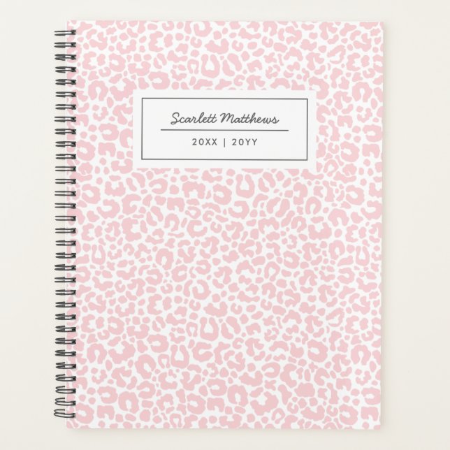 Pretty Pastel Leopard Motif Nom d'impression rose (Devant)