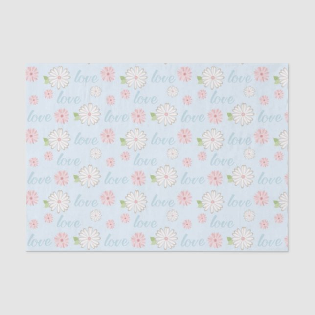 Pretty Pastel Love and Flowers Pattern Seidenpapier (Vorderseite)