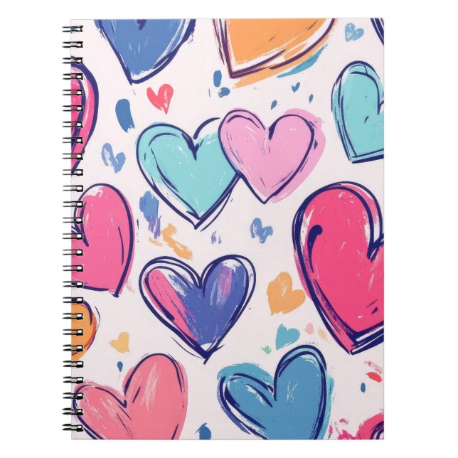 Pretty Pastel Love Hearts Valentines Notizblock (Vorderseite)