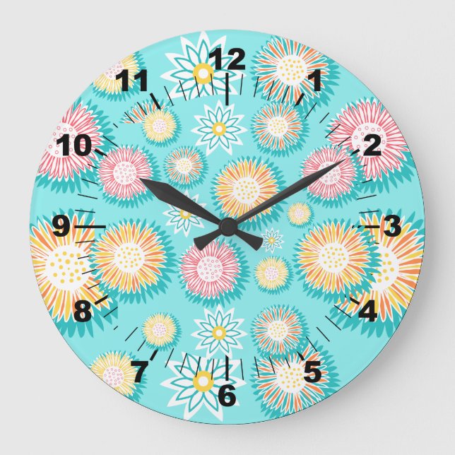 Pretty Pastel Pattern Unique Decorative Wall Große Wanduhr (Vorderseite)