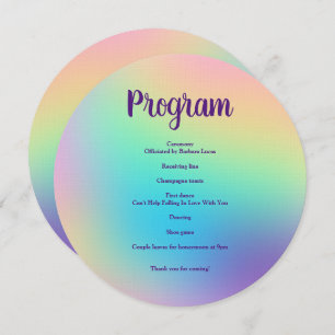 Pretty Pastel Rainbow Gradient Wedding Program Programm