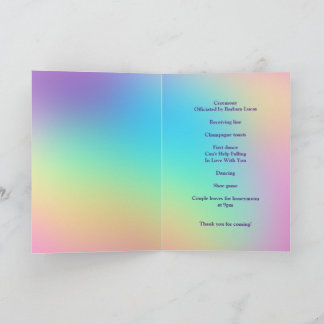 Pretty Pastel Rainbow Gradient Wedding Program Programm