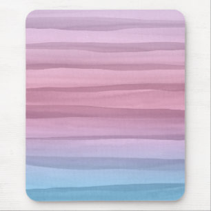 Pretty Pastel Watercolor Lines Pattern Mousepad