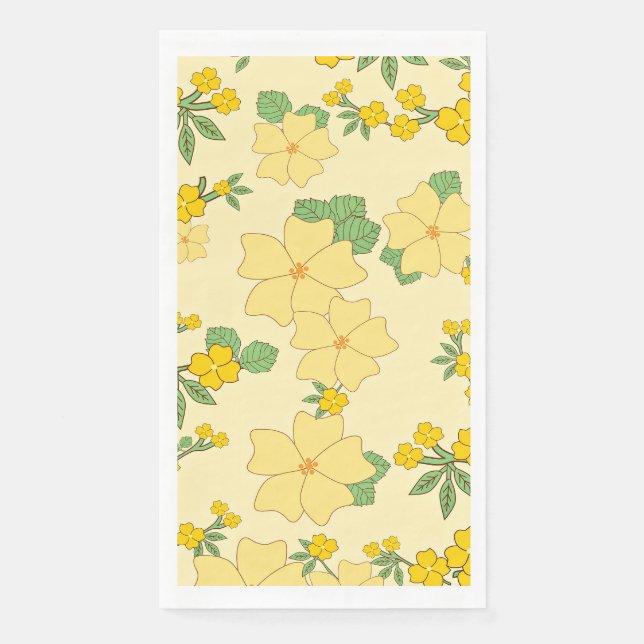 Pretty Pastel Yellow Floral Pattern, Serviette (Vorderseite)