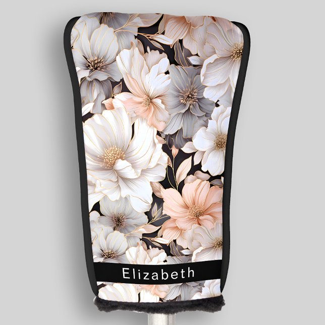 Pretty Peach and White Peony Personalized Golf Headcover (Von Creator hochgeladen)